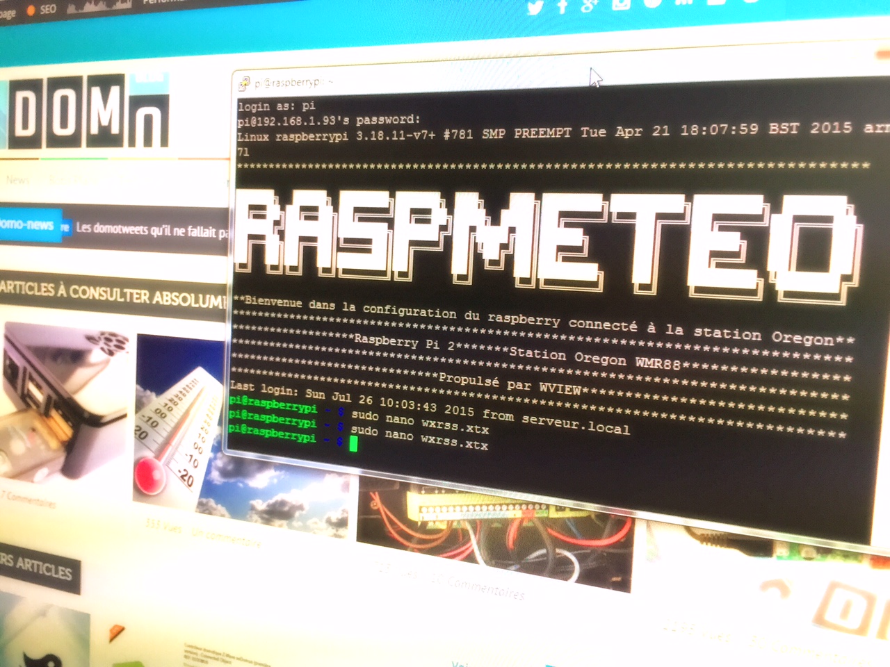 Connecter une station Oregon à un raspberry pi et remonter les informations à la box eedomus