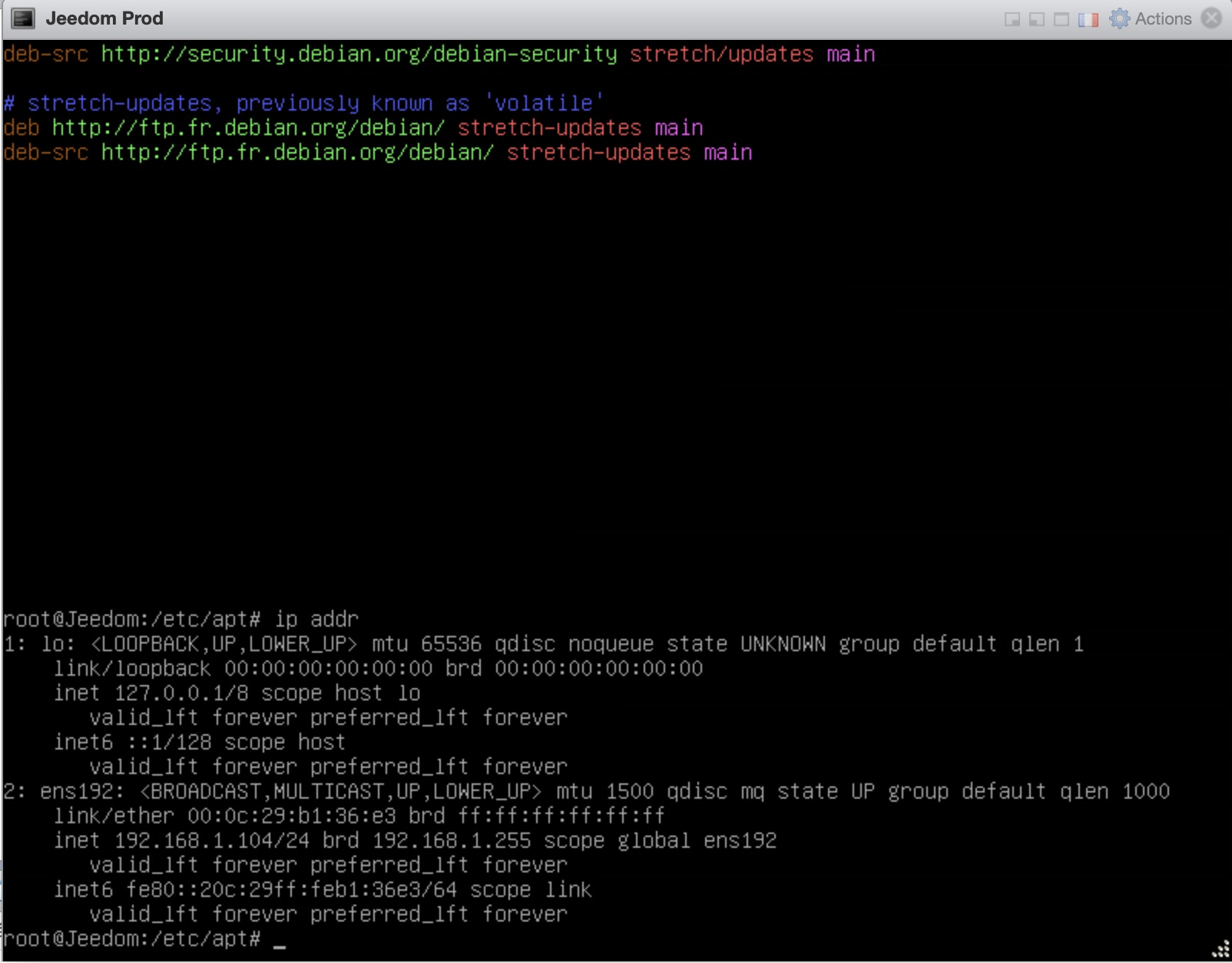 Jeedom-installation-debian-linux-vm-esxi-ip-addr