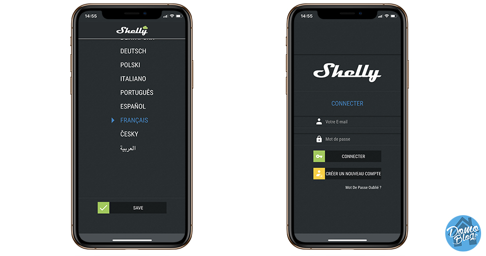 shelly application connexion