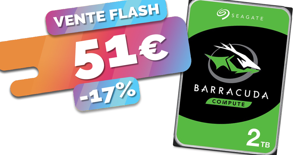 Le disque dur Seagate Barracuda 2To parfait pour NAS bradé au prix de 51€  seulement (-17%)🔥
