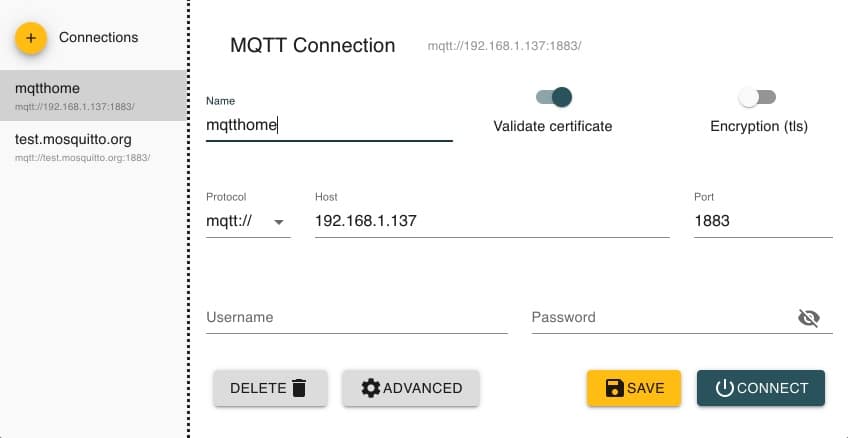 connexion-mqtt-broker-settings