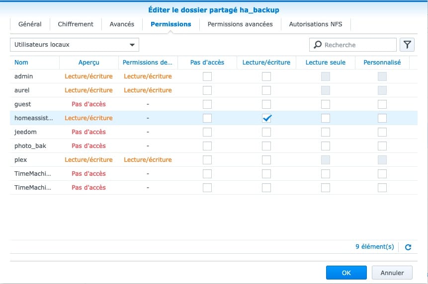 droits-dossier-partage-synology-home-assistant