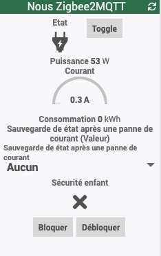 Test de la prise Zigbee Nous A1Z avec suivi de consommation à