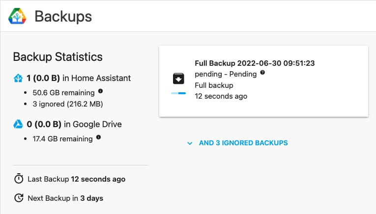 backup-domotique-home-assistant-google-drive-pending