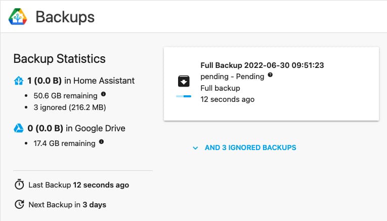 backup-domotique-home-assistant-google-drive-pending