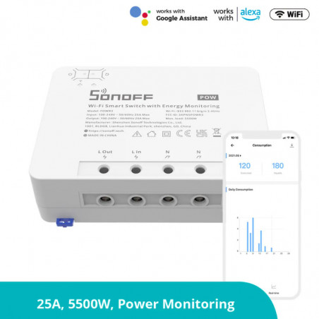 Commutateur intelligent WIFI haute puissance (25A)