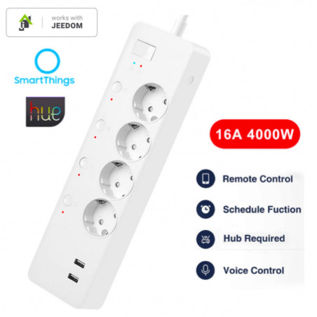 LELLKI - Multiprise connectée Zigbee 3.0 - 4 prises + 2 ports USB