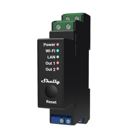 Module rail DIN 2 canaux Wi-Fi avec mesure d'énergie Shelly Pro 2PM