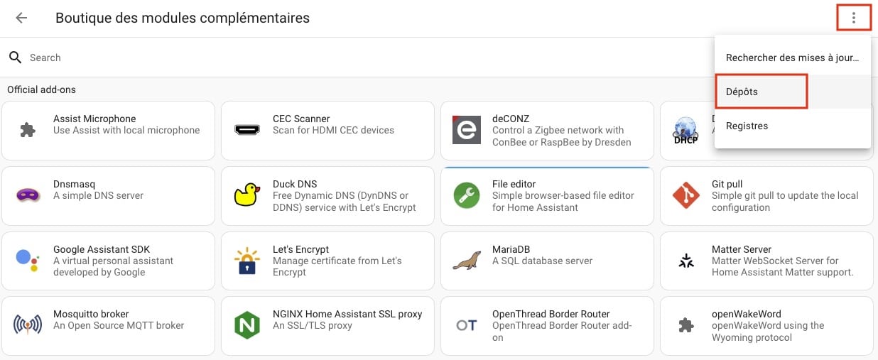 ajout-depot-module-complentaires-home-assistant-google