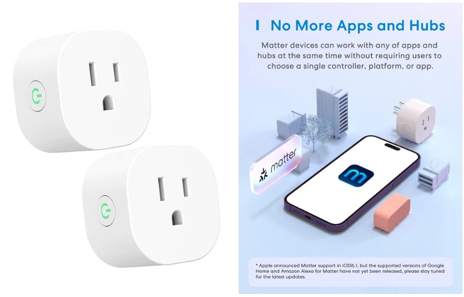 Meross Prise Connectée (Type F), 16A Prise WiFi Compatible avec Alexa et  Google Home, 2 Prises Intelligente avec Mesure de Consommation d'Énergie  pour