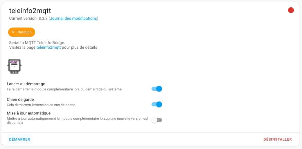 demarrer-plugin-teleinfo2mqtt-home-assistant