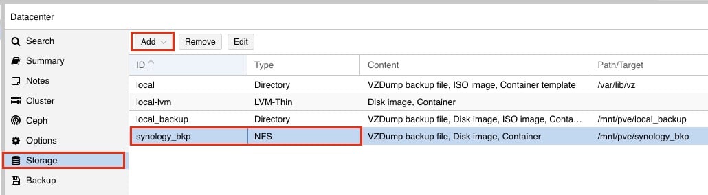 mapper-stockage-synology-sauvegarde-proxmox-nouveau-serveur